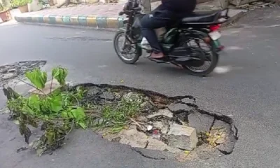 Deadly potholes in the roads of Govindraj Nagar At Bengaluru