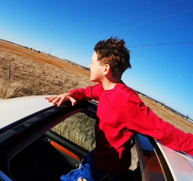 Boy on sunroof