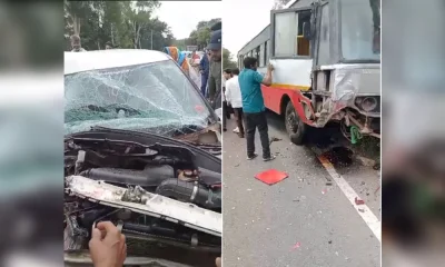 car bus accident in hunsoor village panchayat member dead