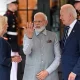 a picture of Prime Minister Narendra Modi with US President Joe Biden and the First Lady Jill Biden