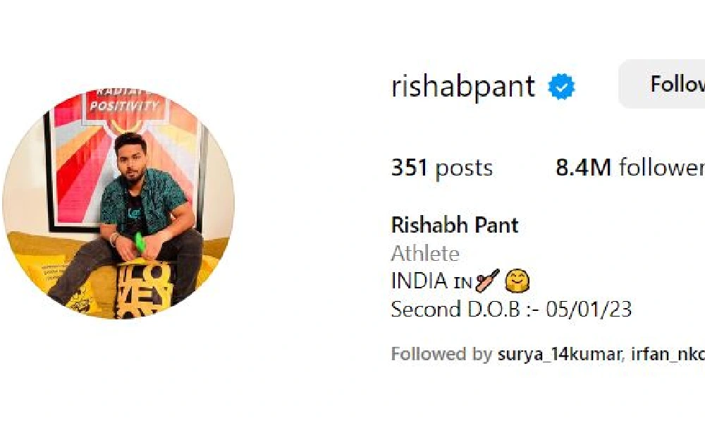 Pant added 'Second D.O.B :- 05/01/23' to his Instagram bio referring