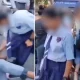 school girl beats a man