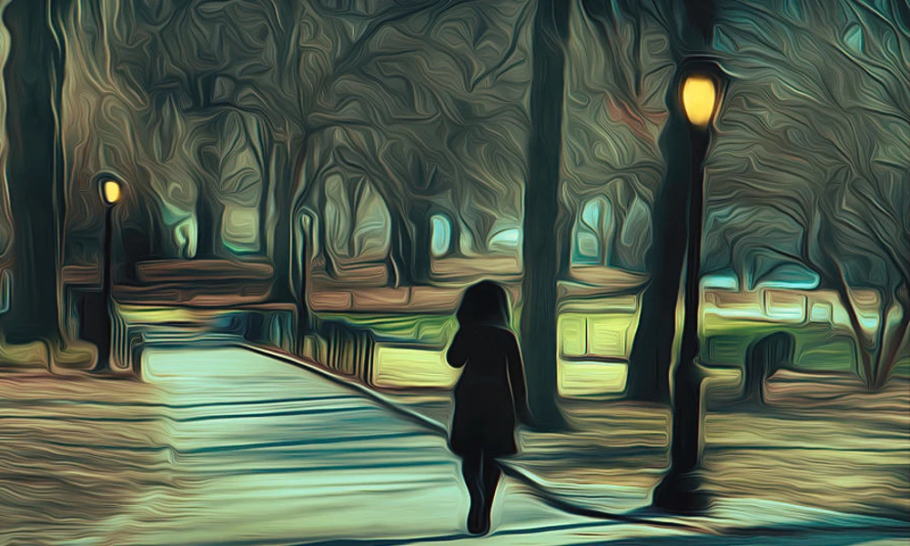 woman walking in park for kannada short story
