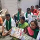 women self help group members protest in bengaluru