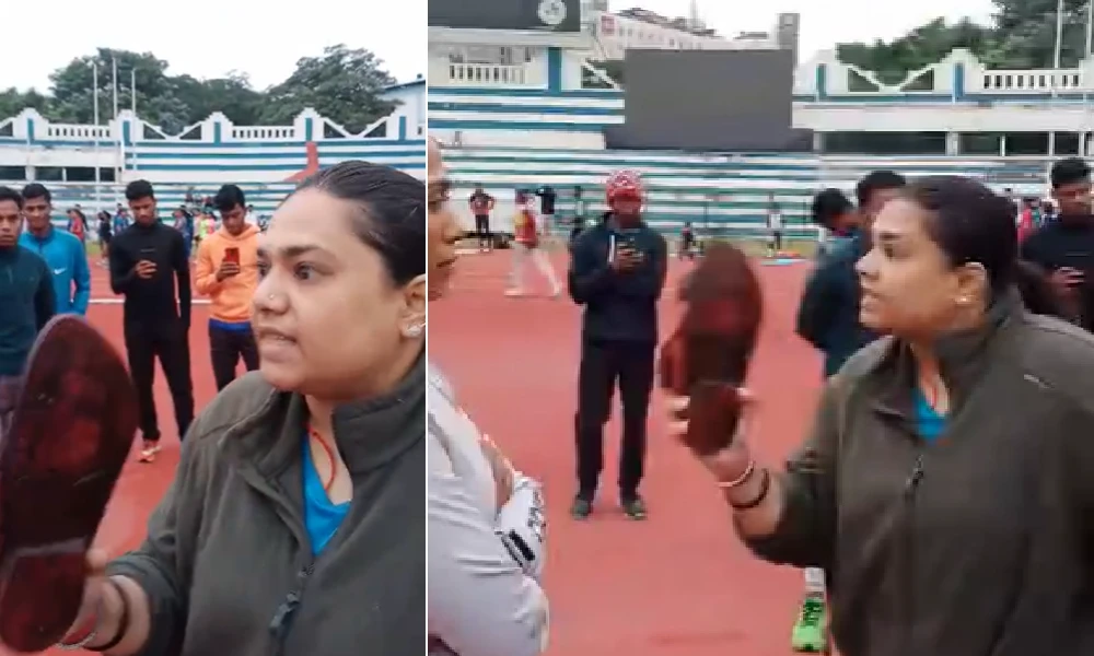 Coach shwetha assault to Athletic Bindu Rani 