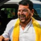 BJP MP Brij Bhushan Sharan Singh leaves after the first day of the Monsoon session