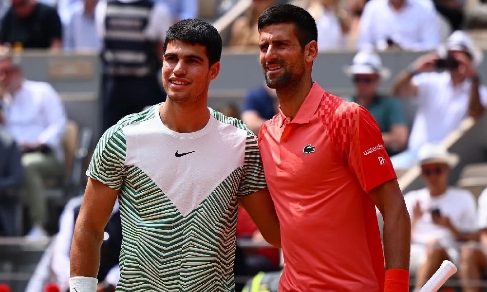 Carlos Alcaraz (left) meets Novak Djokovic in the Wimbledon final on Sunday