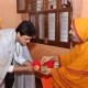 Dr Veena Bannanje received blessings from Sri Raghaveshvara bharati Mahaswamiji
