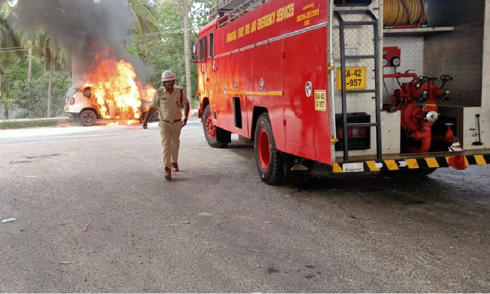 car Fire in mandya