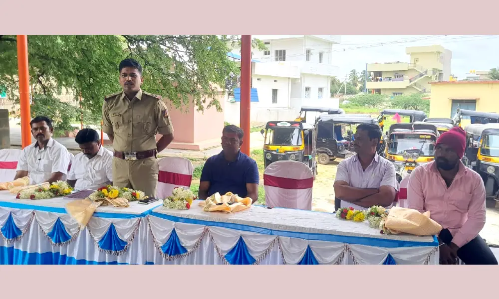 Kudligi Police Station PSI M Dhananjaya spoke in an awareness workshop
