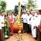 MLA Dr M Chandrappa drives the road construction work at Holalkere