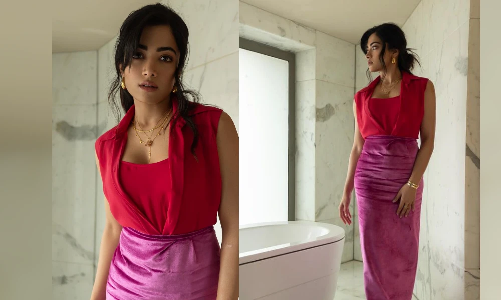 Rashmika Mandanna In Purple skirt