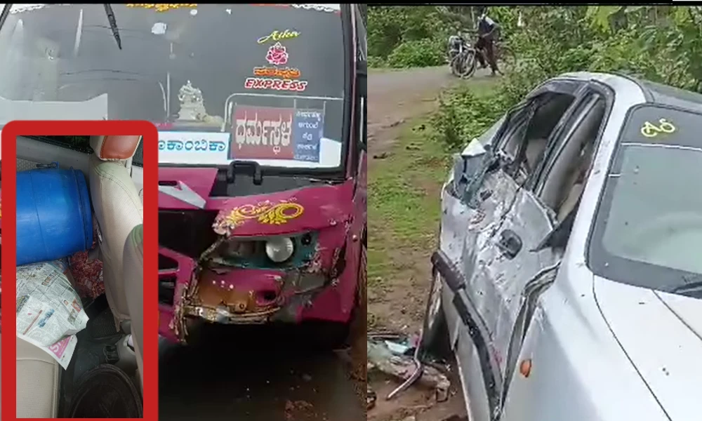 Accident between car and bus