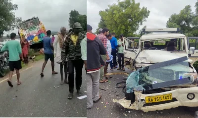 accident between bus and pickup vehicle