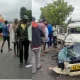 accident between bus and pickup vehicle