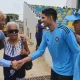 Rahul Dravid (Extreme right) introduced Shubman Gill (second from right) to Gary Sobers and his wife in a cracking manner.(BCCI)