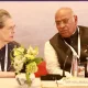 Sonia Gandhi and Mallikarjuna Kharge in UPA Meet