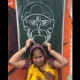 Woman draws Lord Hanuman
