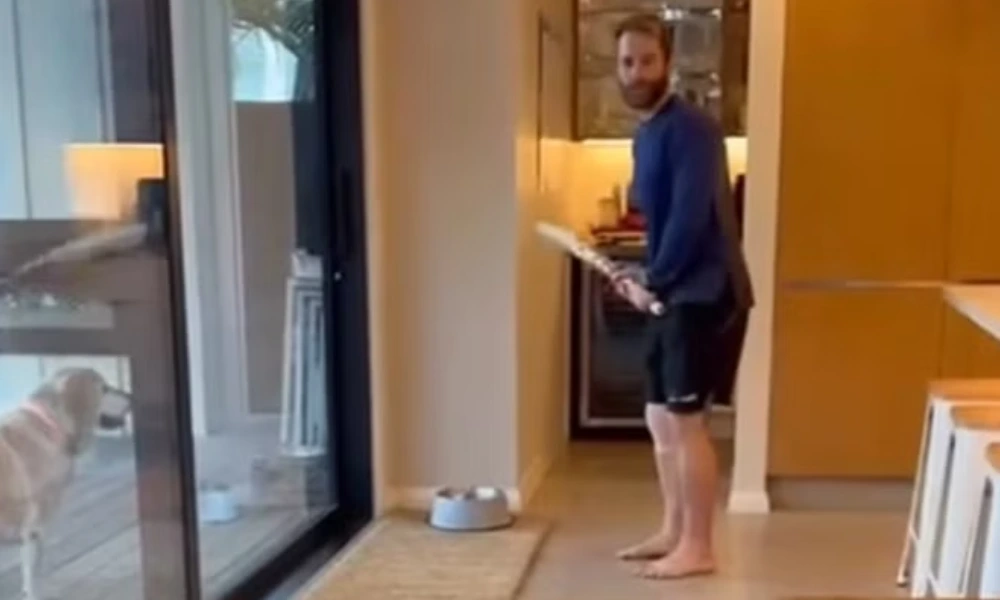 Kane Williamson playing cricket with his daughter