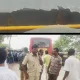 ksrtc bus glass broken and conductor with people