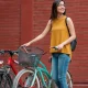girl student with bycicle