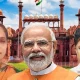 Ambika and girish and PM Narendra modi infront of red fort