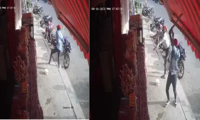 rowdies break into the bakery. Recorded video in cctv