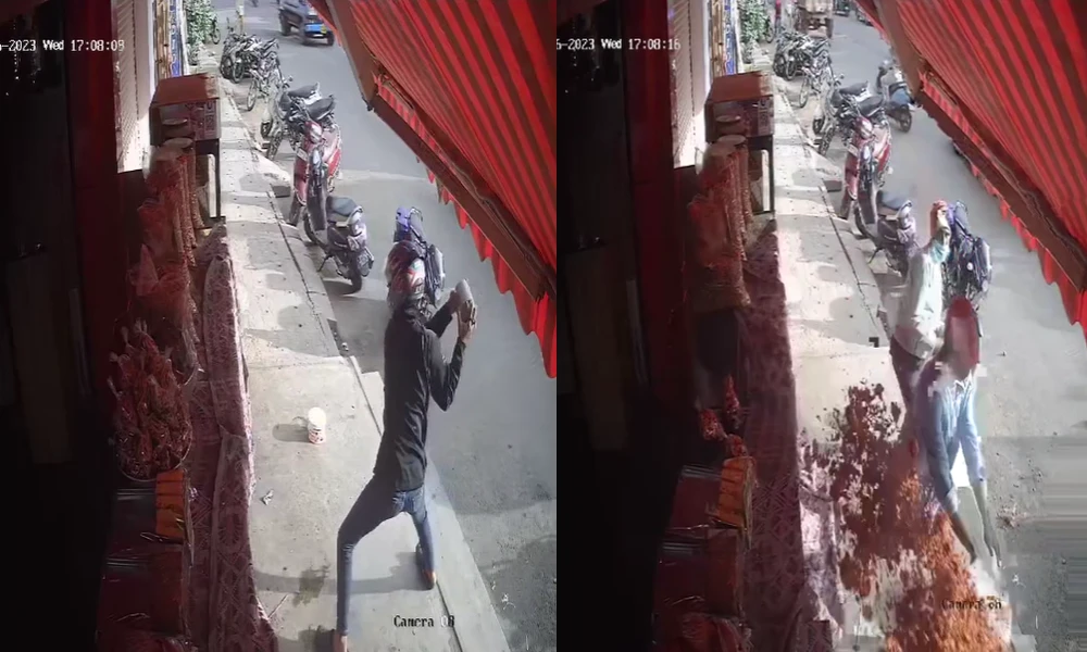 rowdies break into the bakery in bengaluru. Assault Recorded video in cctv

