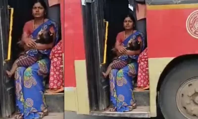 Woman traveillin in bus