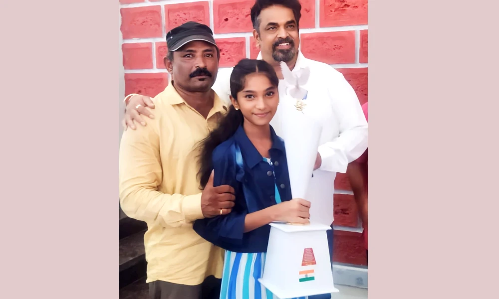 Chandragutti village student Niriksha won first place in the district level chess competition