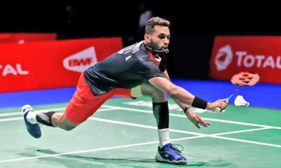 hs prannoy action with Australian Open