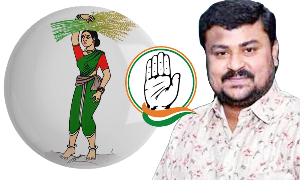 JDS MLA Samriddhi Manjunath with Congress and JDS logo