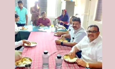MLA G. Janardhana Reddy had lunch in the government school checked the quality of food at Gangavathi