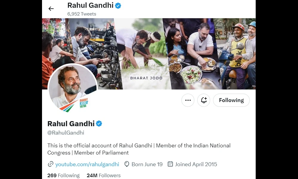 Rahul Gandhi Twitter Bio 