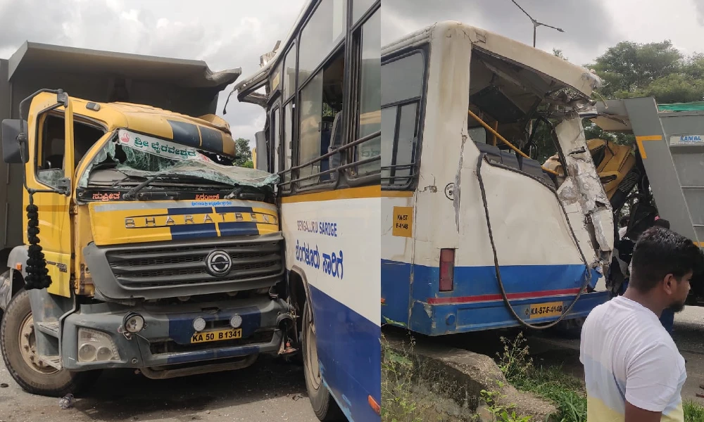 Lorry collides with bus