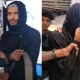 man wearing burqa records in washroom