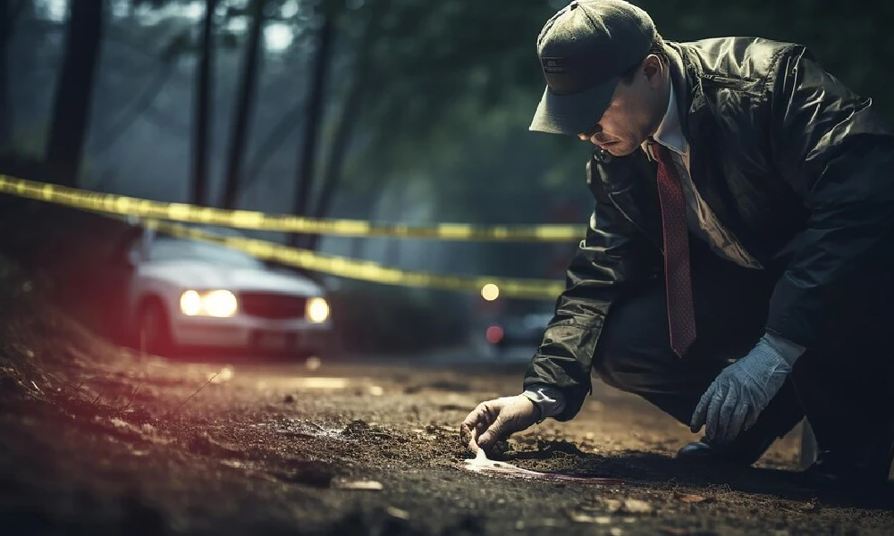 detective at crime scene investigation