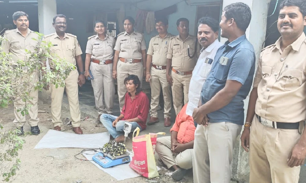 Police with accused selling ganja chocolates
