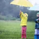kids enjoying Rain in nature