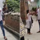 women slaps men with slipper