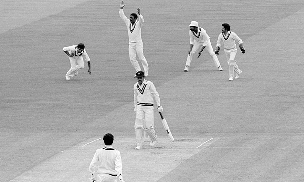 Dilip Vengsarkar getting out in the match against the West Indies in the1979 World Cup