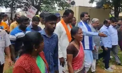 Protest against Minister D Sudhakar from dalit organizations