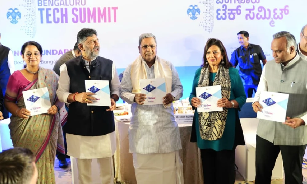 CM Siddaramaiah and DK Shivakumar in Bengaluru Tech Summit