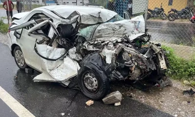 Car Collides With Divider