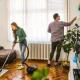 Couple cleaning their home