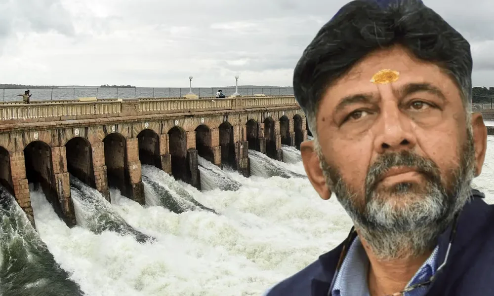 DCM DK Shivakumar infront of KRS Dam