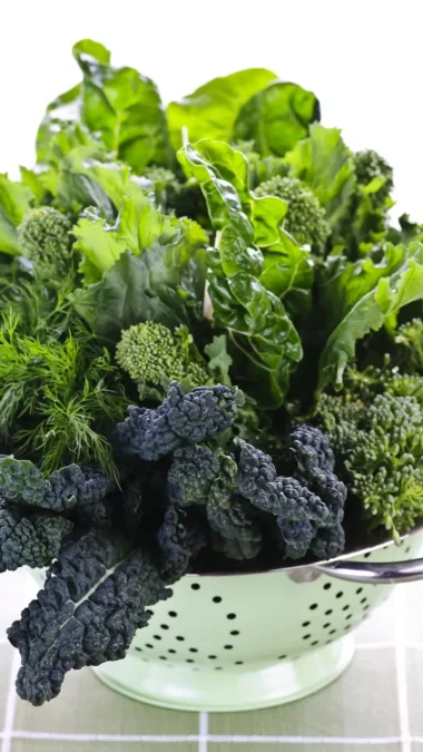 Dark Green Leafy Vegetables in Colander Super Foods For Heart
