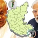 HD Devegowda and PM Narendra Modi with Karnataka Map