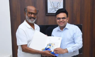 ICC World Cup Rajnikanth Presented With Golden Ticket