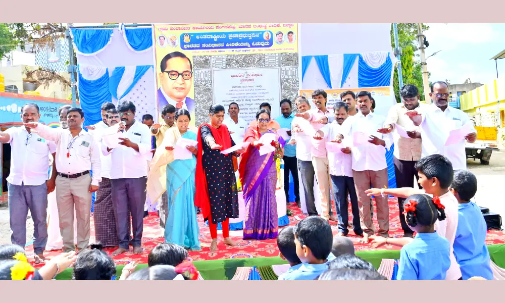 International Democracy Day celebration in Sanganakallu village